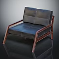 Modern Leather Chair with Wooden Frame Armrests and Comfortable Upholstered Seat