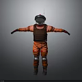 Orange Full Body Spacesuit With Brown Vest Helmet Gloves And Boots
