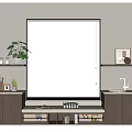 Modern Interior Entryway Cabinet and Side Cabinet with Window Blind Plant Shelves and Storage Drawers