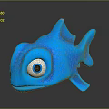 Cute Blue Cartoon Fish Toy Featuring Big Eyes And 3D Model Design