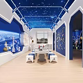 Space Themed School Learning Space With Astronaut Decor 3d model