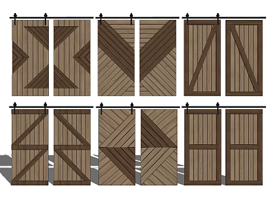 Wooden Barn Door Designs With Various Patterns For Home Interior Decor 3d model