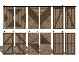 Modern Barn Door Barn Door Combo 3d model