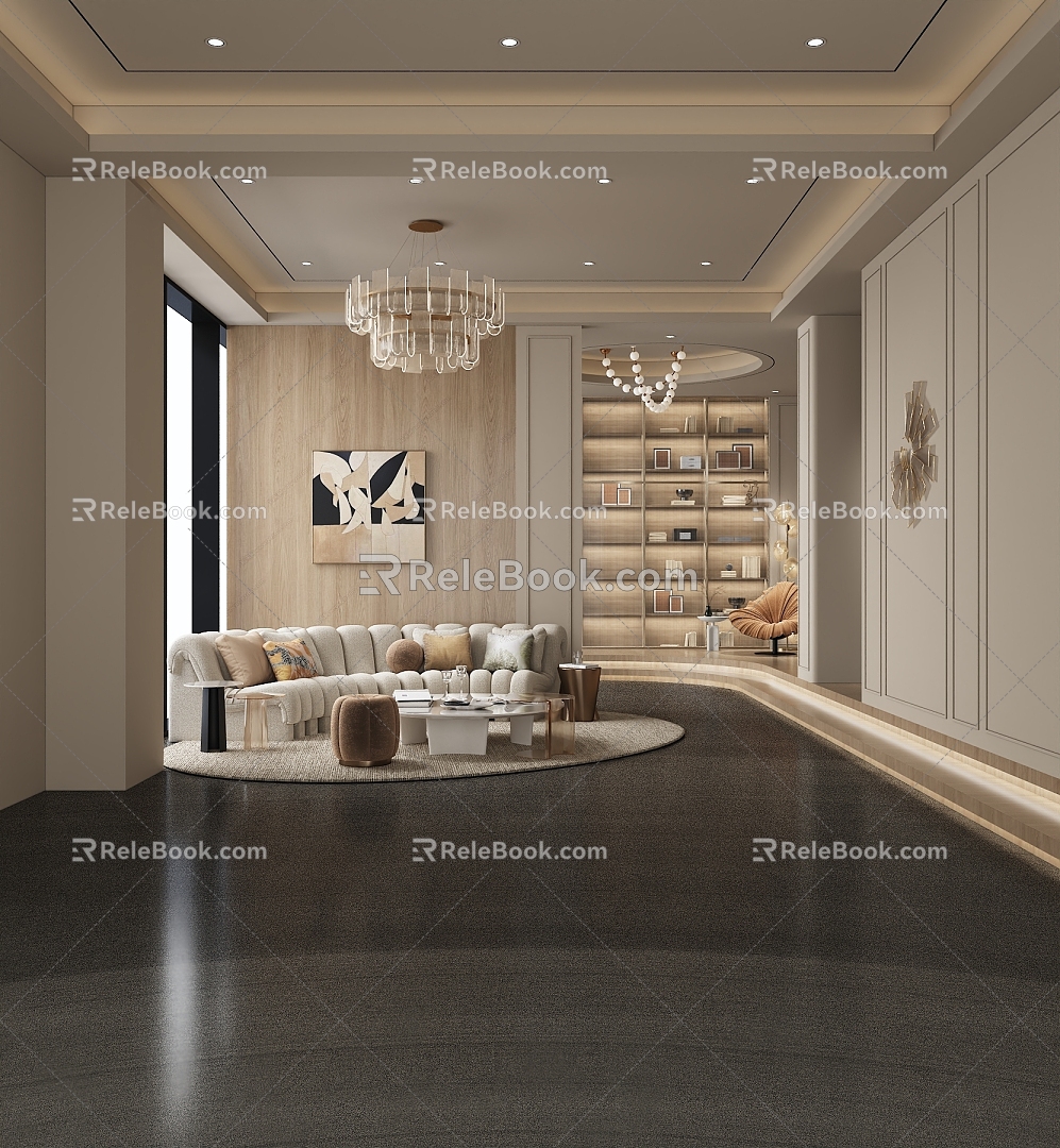 modern living room living room exhibition hall 3d model