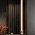 Modern Foyer Hallway With Marble Floor Bronze Vase And Linear Lighting