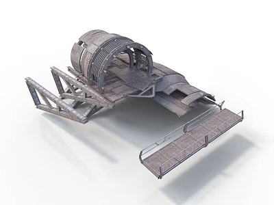 Rustic Industrial Vehicle with Metal Frame Open Design and Platform Structure 3d model