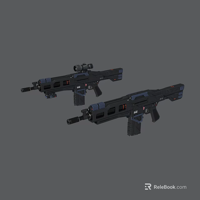 Modern Tactical Rifles With Scope And Modular Design Features For Military Use 3d model