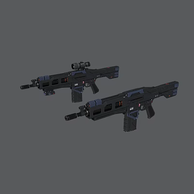 Modern Rifle Sci-Fi Assault Rifle 3d model Modern Rifle Sci-Fi Assault Rifle 3d model