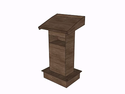 Wooden Podium With Inclined Top And Storage Drawers On Solid Base 3d model