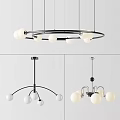 Modern Chandeliers With White Spherical Bulbs Circular Arched Metal Frames Design 3d model