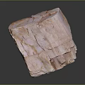 Pink Layered Stone With Wood Like Grain Texture In Irregular Block On Dark Reflective Background
