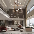 Modern Duplex Living Room Interior With Spacious Layout And Panoramic Views 3d model