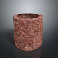 Cylindrical Red Brick Planter Featuring Classic Brick Pattern And Round Top Opening Design 3d model