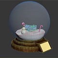 Glass Snow Globe Decorative Ornament Set With Snowman Sled Candy Canes And Wooden Base Plaque