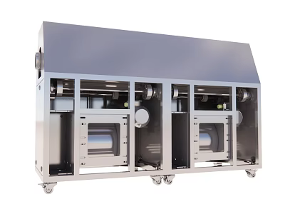 Large Industrial Equipment With Stainless Steel Structure Multiple Processing Units Observation Windows And Mobile Base 3d model