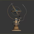 Decorative Brass Armillary Sphere With Intricate Metal Rings And Blue Globe