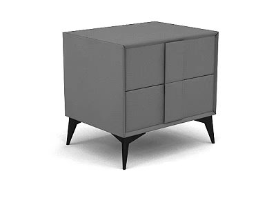 Gray Modern Bedside Table With Four Drawers And Black Legs Design 3d model