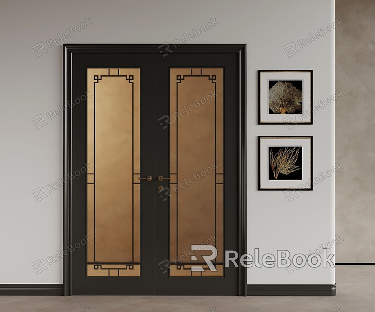 Modern Middle Style Double Door Glass Double Door model