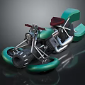 Green Motorcycle With Red Seat Unique Modern Design And Distinct Wheels