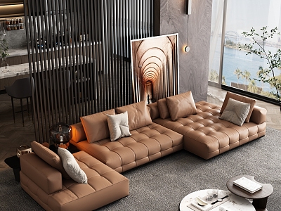 Modern corner sofa background sofa model