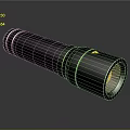 Portable Gray Digital Flashlight With Cylindrical Design Textured Grip And Yellow Indicator 3d model