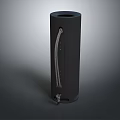 Black Cylindrical Portable Speaker With Mesh Surface And Carry Strap Design 3d model