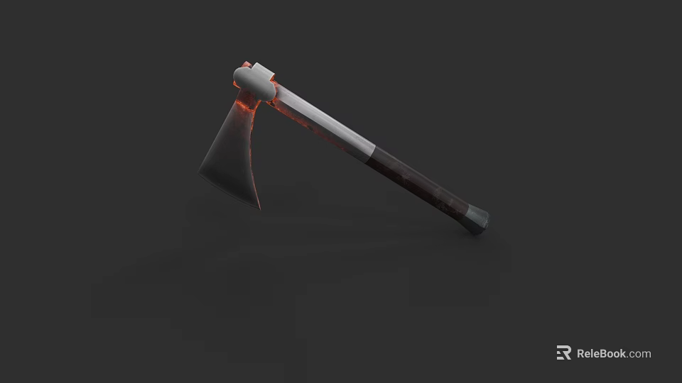 Axe Weapon With Glowing Red Blade And Dark Wooden Handle 3D Render 3d model