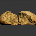 Fresh Baked Bread Two Sliced Pieces Golden Crust Soft Porous Interior on Black Surface