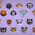 Collection of Cute Cartoon Animal Heads in Vibrant Colors and Styles
