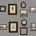 Diverse Wall Frame Collage With Various Shapes Styles And Art Prints 3d model
