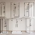 Various Modern Shower Systems With Glass Enclosures And Black Frame Designs