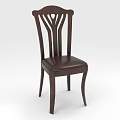 Dark Brown Wooden Single Chair With Heart Shaped Backrest And Leather Seat