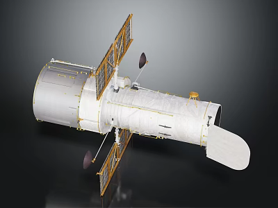 Technical Orbital Spacecraft Module With Solar Panels Antennas And Cylindrical Body 3d model