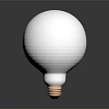 White Spherical Light Bulb With Copper Base And Grid Texture Against Gray Gradient Background 3d model