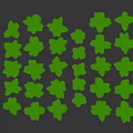 Multiple Green Trees Neatly Arranged With Shadows On Dark Background