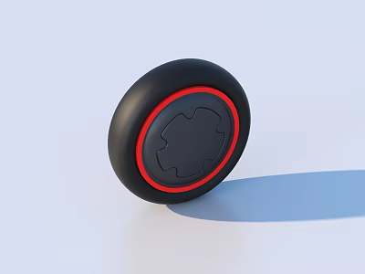 Stylish Black Car Tire with Red Accent Ring and Modern Hub Design 3d model