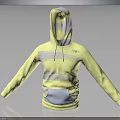Yellow Hooded Sweatshirt with Gray Stripes Front Pocket and Drawstring Casual Fashion Apparel