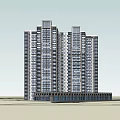 Modern High Rise Residential Building Complex With Symmetrical Design And Surrounding Road Layout 3d model