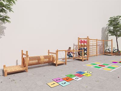 Modern Amusement Equipment Kindergarten Outdoor Bridge Climbing Equipment 3d model