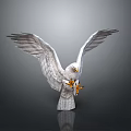 White Eagle With Spread Wings And Yellow Talons On Grey Gradient Background With Reflection 3d model