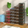 Clear Stackable Shoe Storage Boxes With Colored Shoes For Home Organization