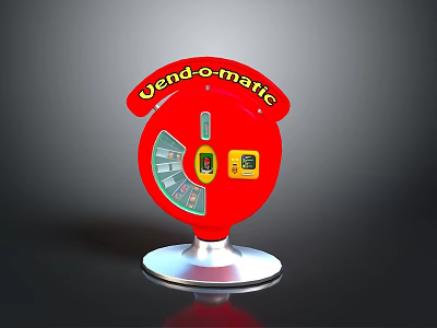Oendo-matic Device With Red Body Circular Dial Yellow Buttons Digital Display And Silver Base 3d model