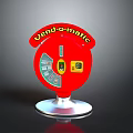 Oendo-matic Device With Red Body Circular Dial Yellow Buttons Digital Display And Silver Base