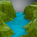 Garden Landscape Featuring Green Cliffs And Blue River In Natural Valley