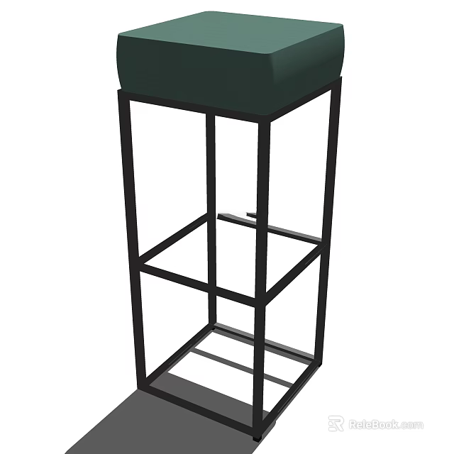 Modern Green Bar Stool With Black Metal Frame And Comfortable Seat 3d model 
