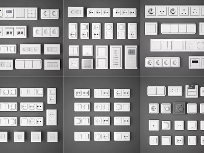 Diverse Modern Switch Panels With Multiple Designs For Household Electrical Use 3d model