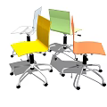 Modern Office Chair In Multicolored Tones With Rolling Wheels And Sleek Design