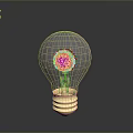 Transparent Light Bulb With Red Glowing Sphere And Yellow Base On Gray Background