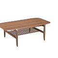 Modern Minimalist Walnut Coffee Table With Slatted Shelf And Clean Design 3d model