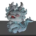 Cute Blue Dragon Figure With Curly Horns And Smiling Face For Popular Photo Spot